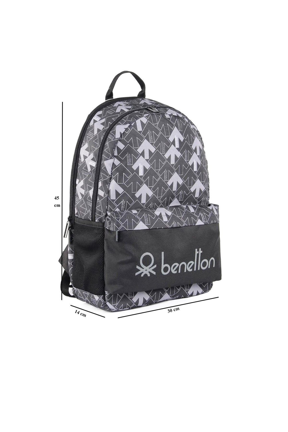 Benetton Siyah-Gri Unisex Okul Çantası