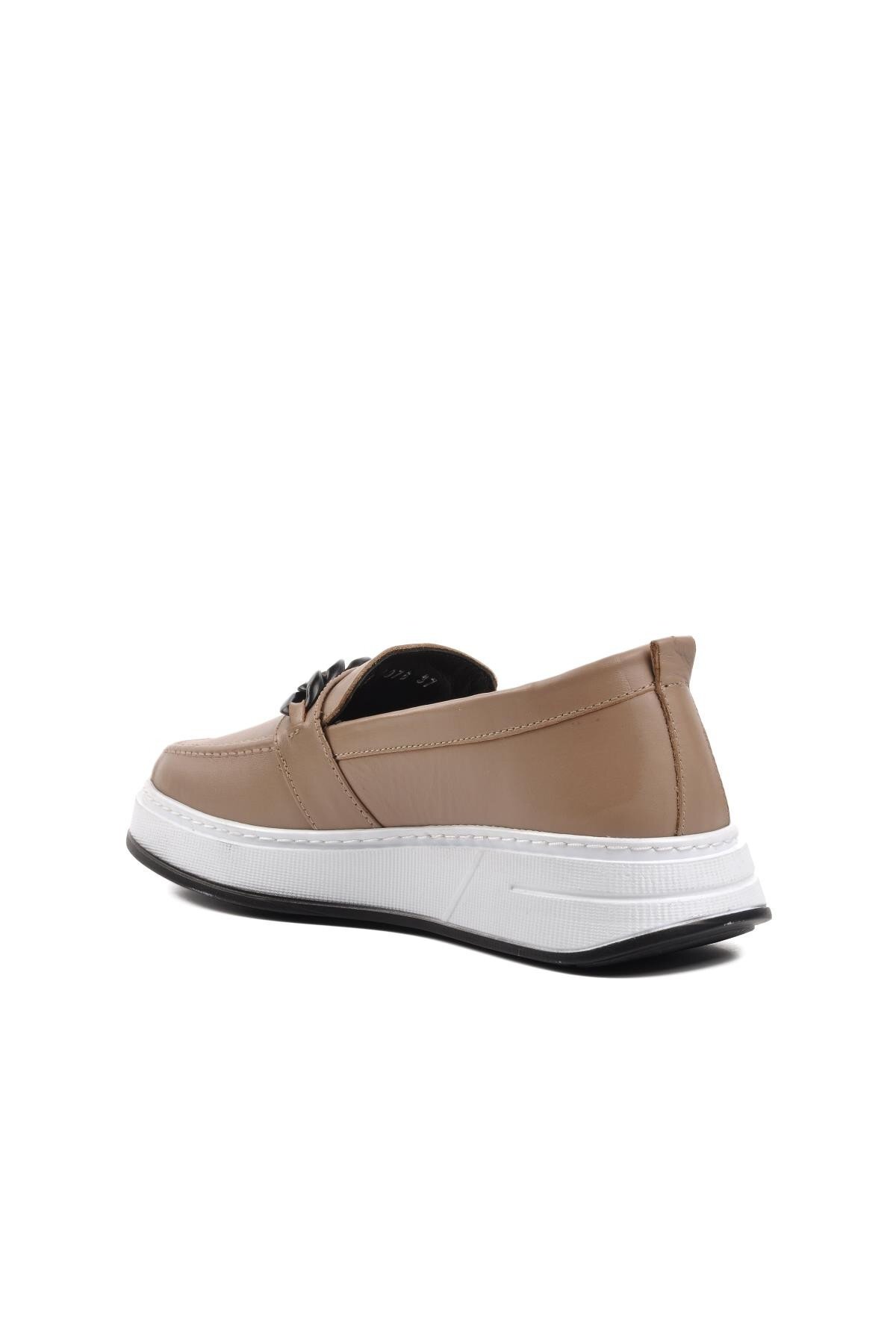 Ayakmod Bej  Hakiki Deri Kadın Günlük Ayakkabı