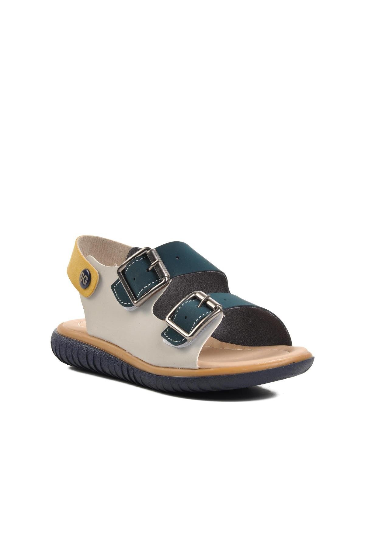 Ayakmod Lacivert Nubuk-Sarı-Krem Erkek Çocuk Sandalet