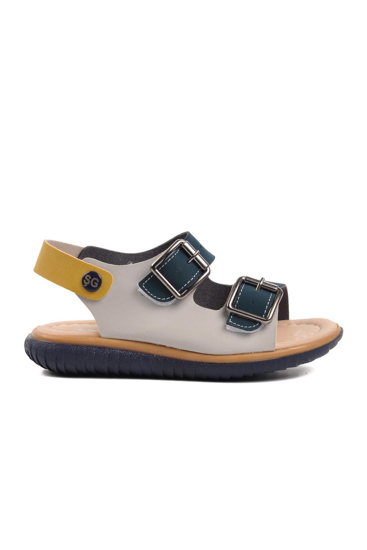 Ayakmod Lacivert Nubuk-Sarı-Krem Erkek Çocuk Sandalet