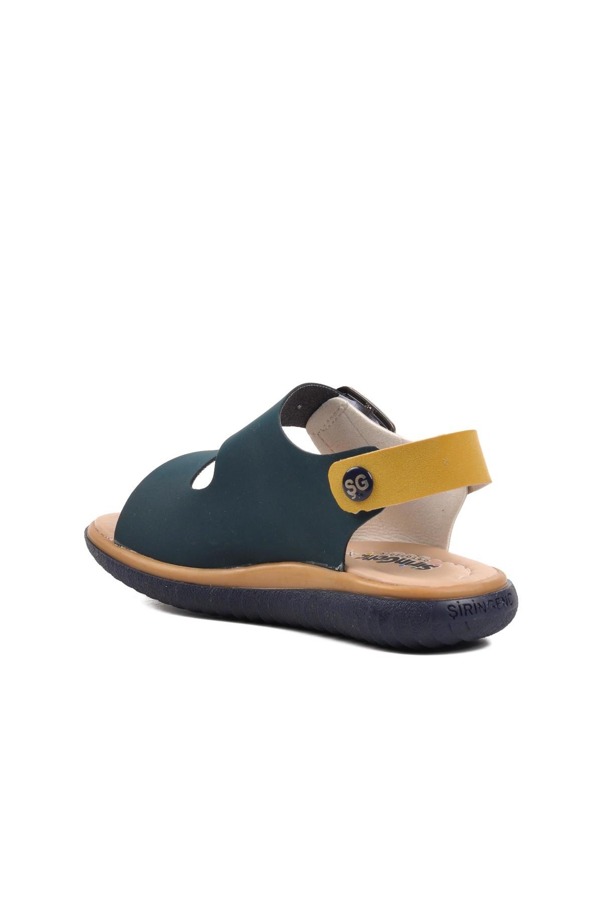 Ayakmod Lacivert Nubuk-Sarı-Krem Erkek Çocuk Sandalet