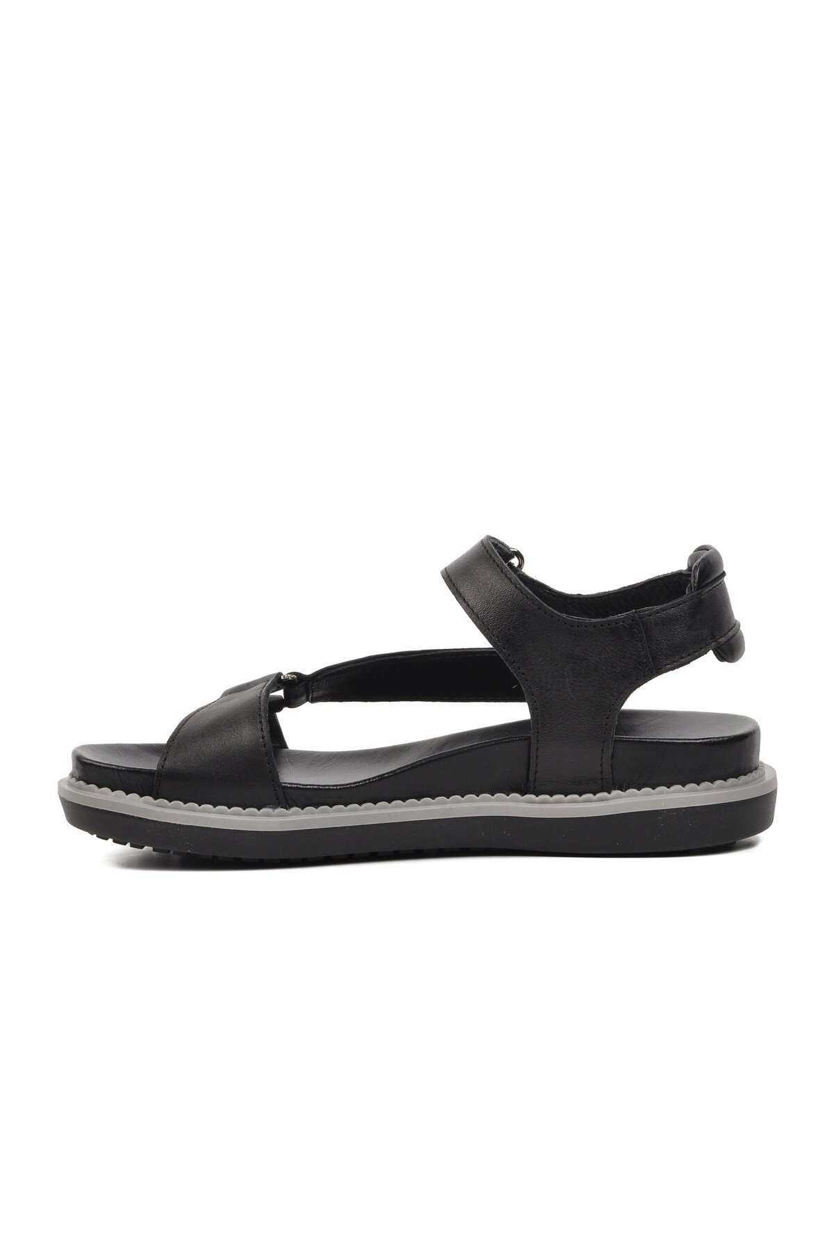 Siyah Hakiki Deri Kadın Sandalet