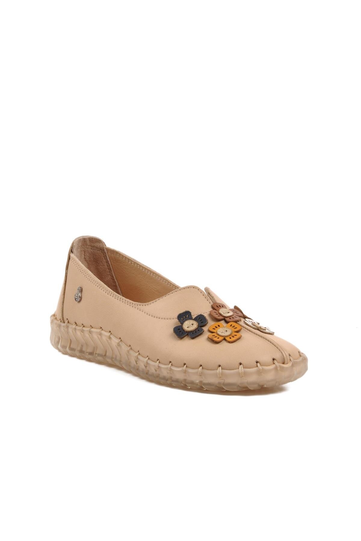 Ayakmod Bej Hakiki Deri Kadın Günlük Ayakkabı