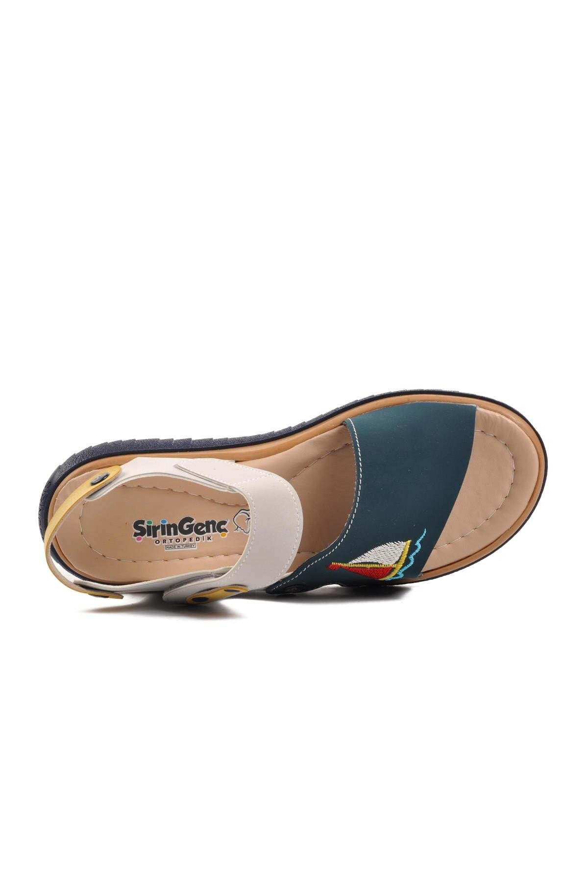 Ayakmod Lacivert Nubuk-Sarı-Krem Erkek Çocuk Sandalet