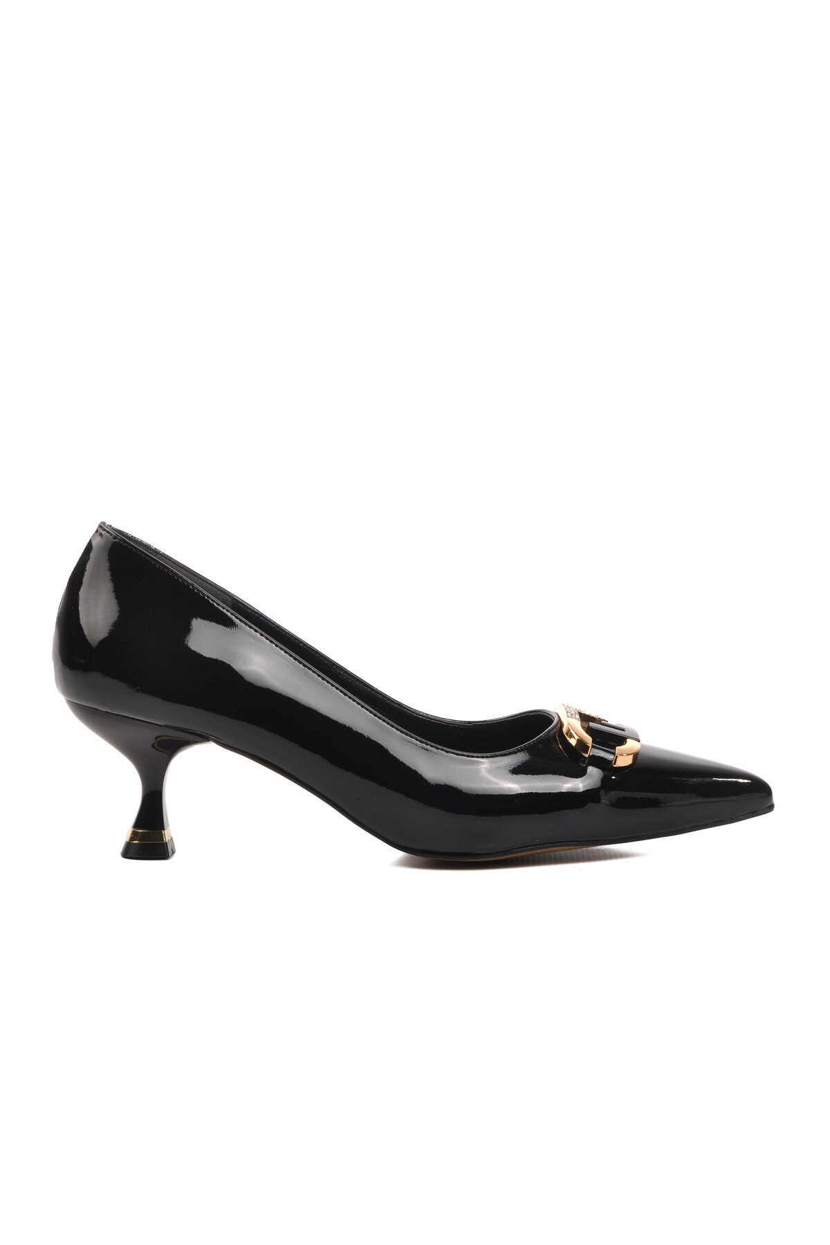 Ayakmod Siyah Rugan Kadın Topuklu Ayakkabı