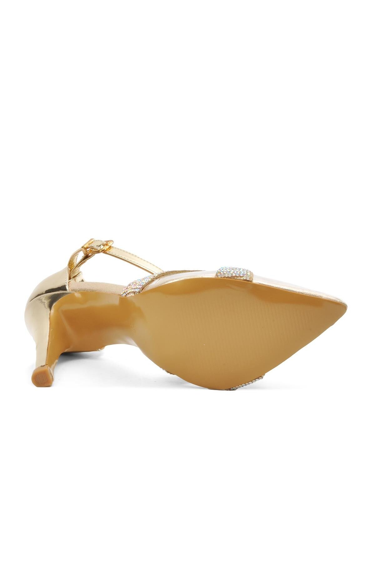 Venüs Altın Kadın Topuklu Ayakkabı