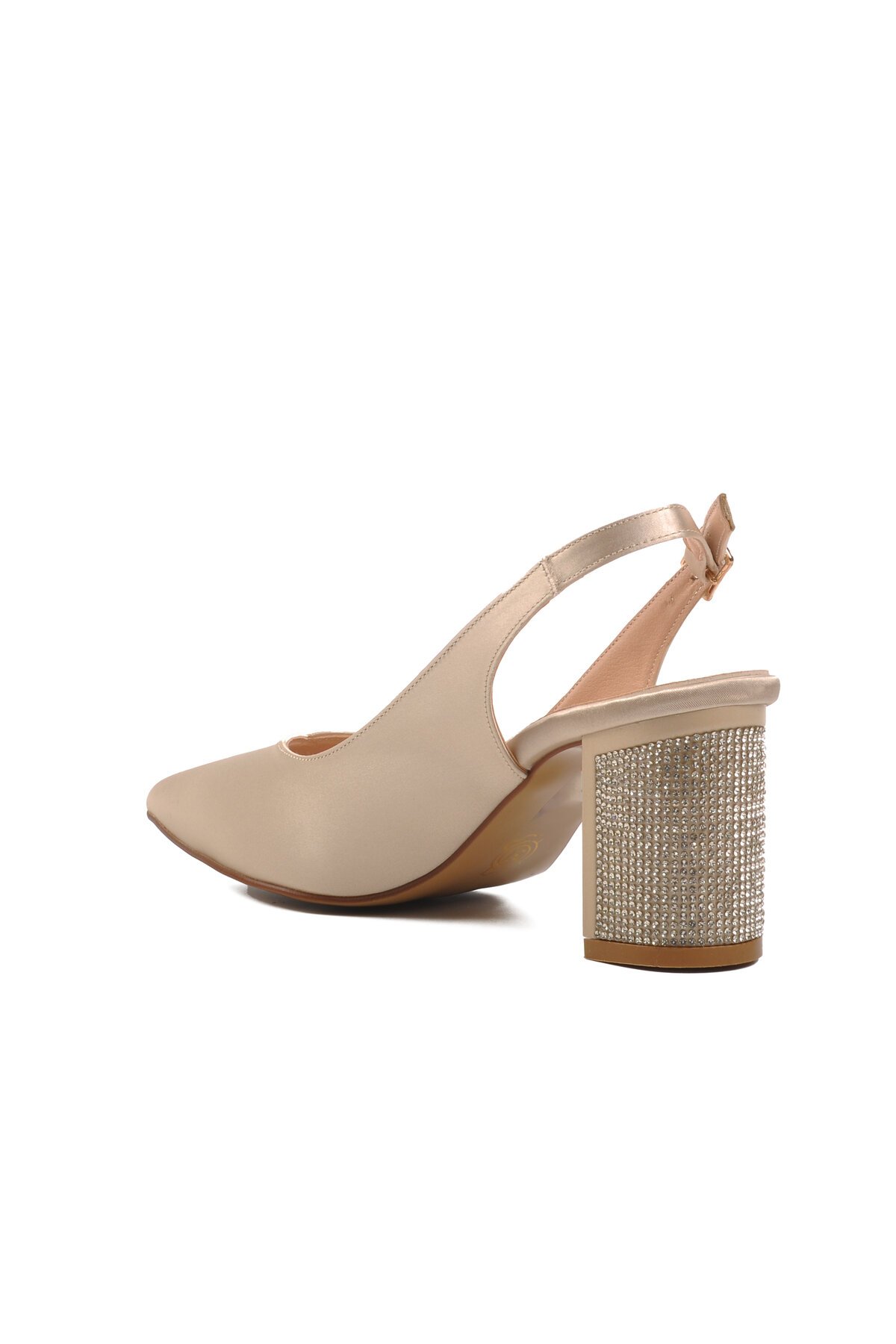 Ayakmod Altın Saten Kadın Topuklu  Abiye Ayakkabı