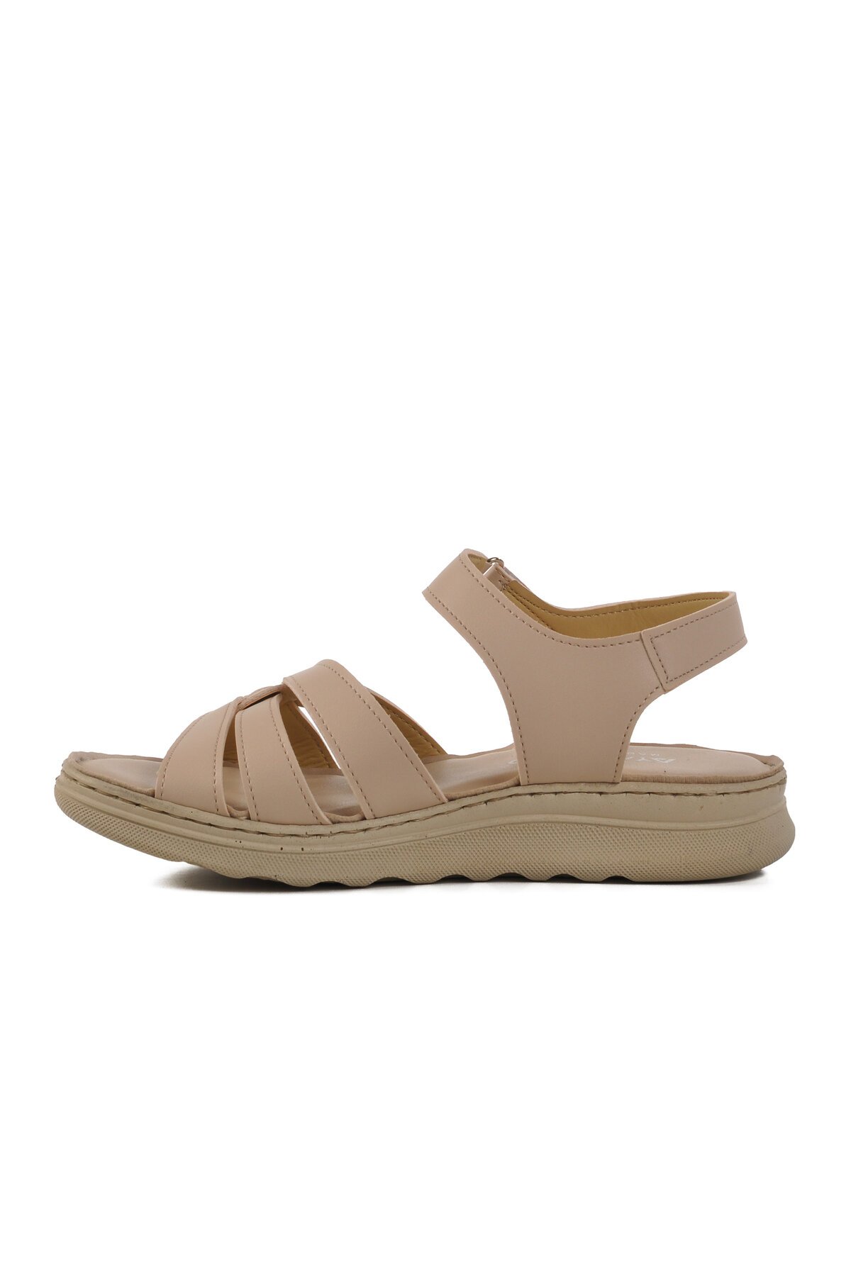 Ayakmod Bej Cırtlı Kadın Sandalet