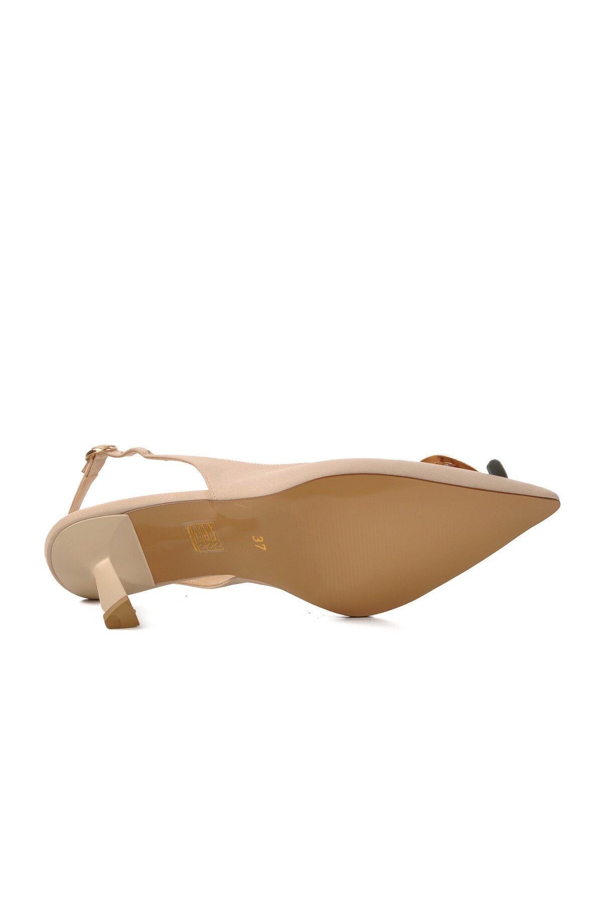 Ayakmod Bej Saten Kadın Topuklu Ayakkabı
