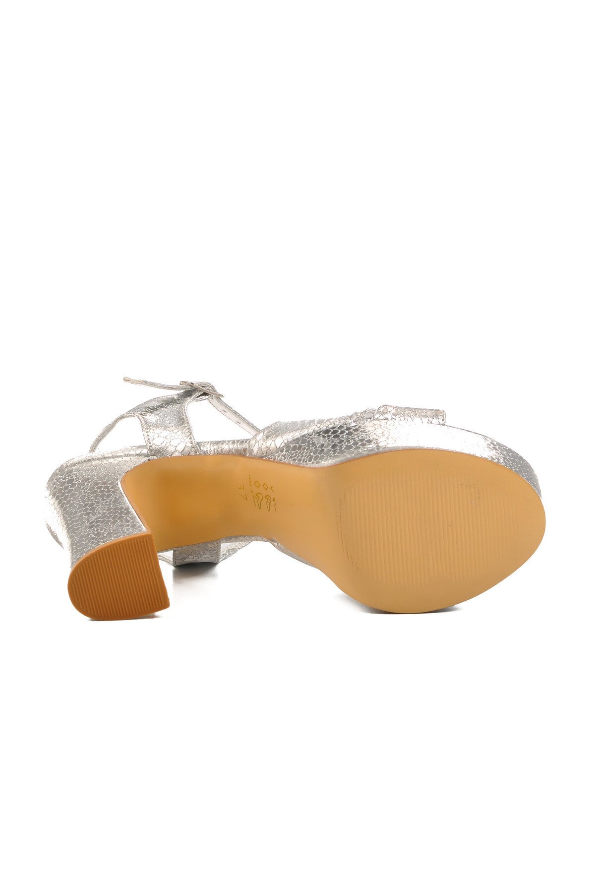 Ayakmod Gümüş Kadın Topuklu Sandalet