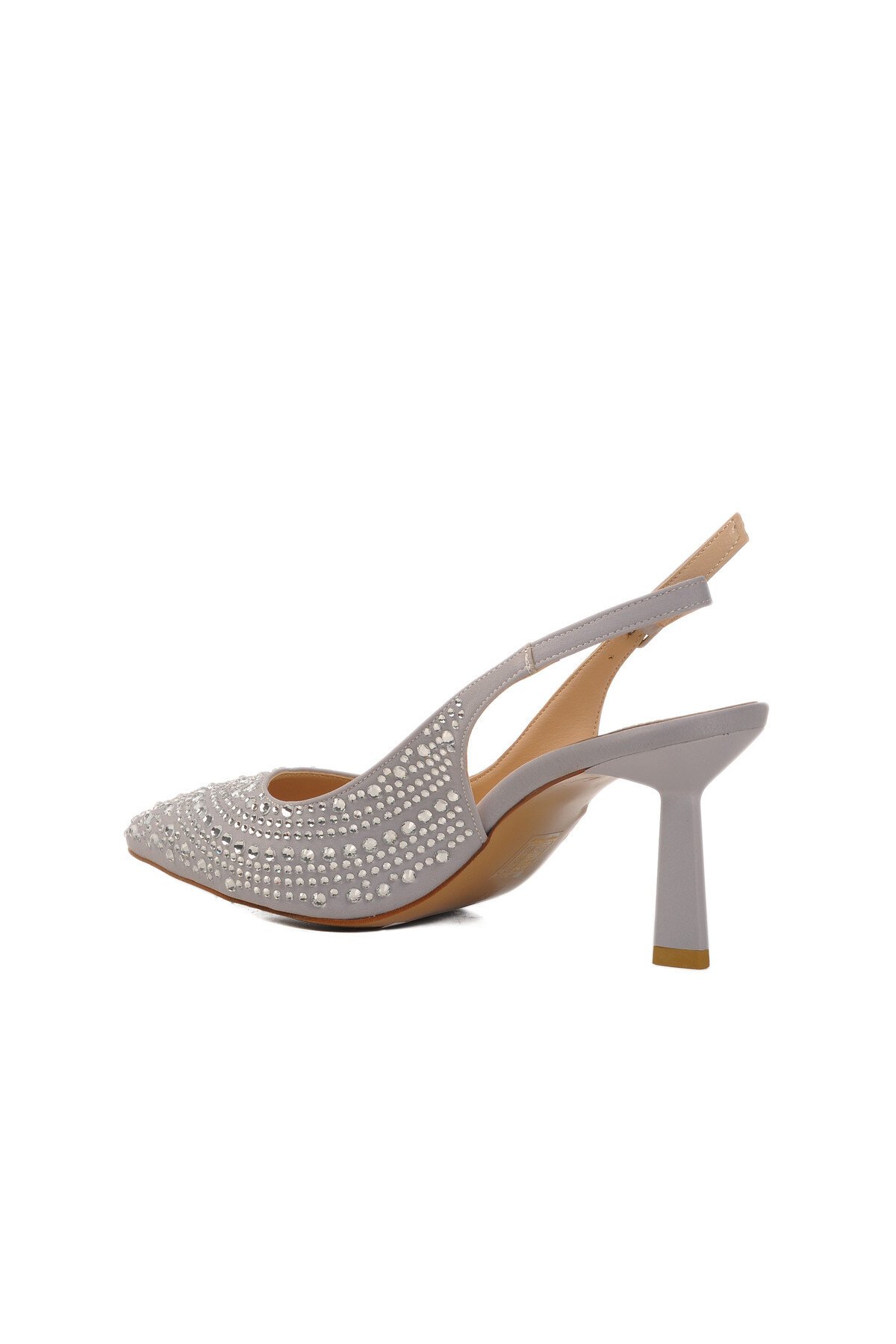 Ayakmod Gümüş Saten Kadın Topuklu Ayakkabı