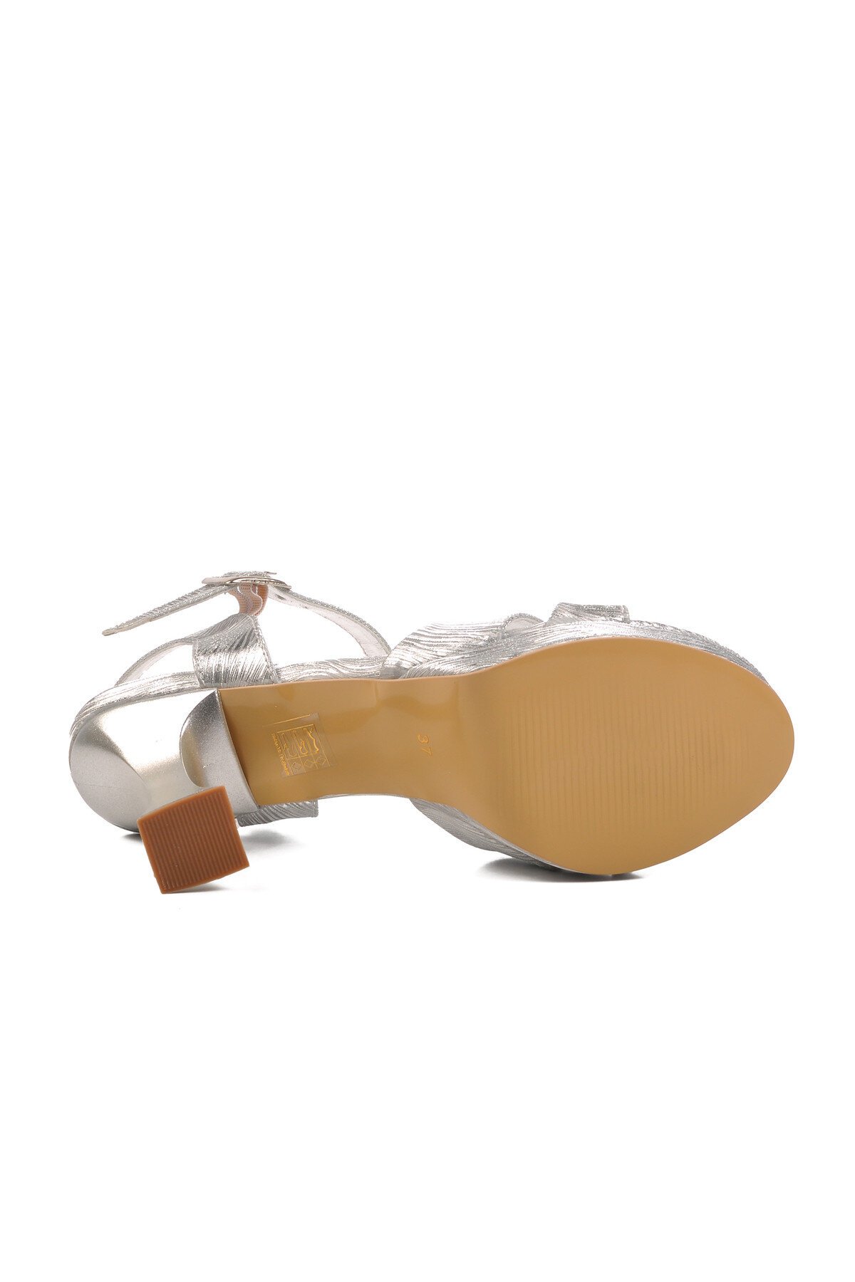 Ayakmod Gümüş Simli Kadın Topuklu Ayakkabısı