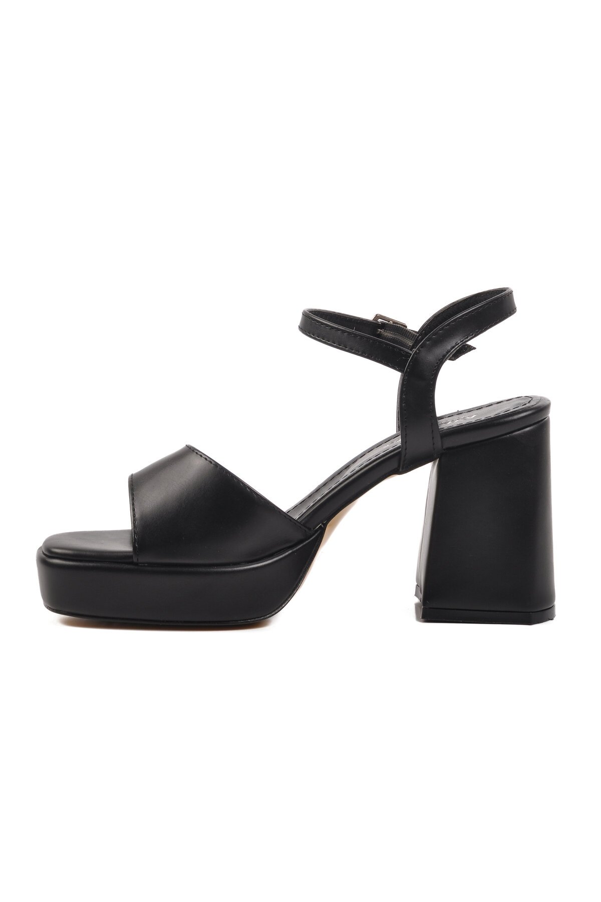 Siyah Platform Topuk Kadın Topuklu Sandalet