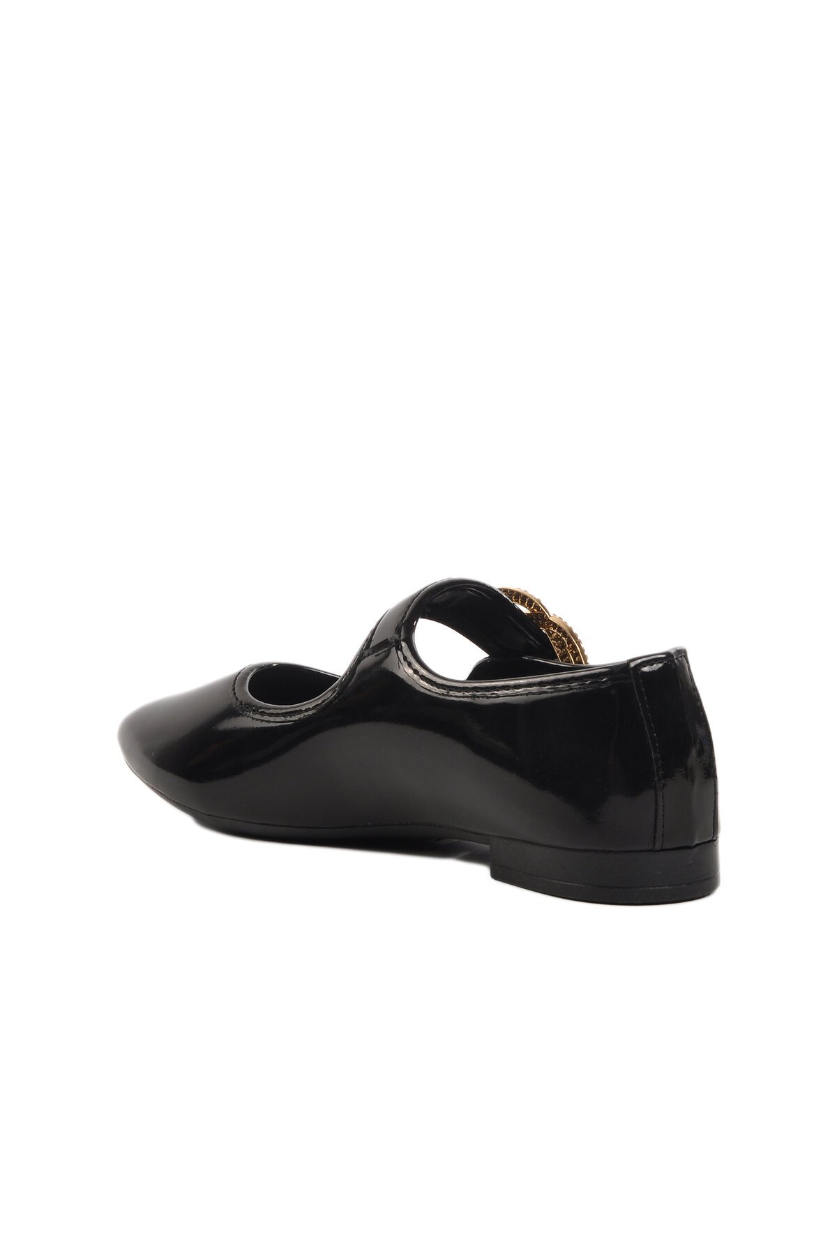 Ayakmod Siyah Rugan Tokalı Kadın Babet