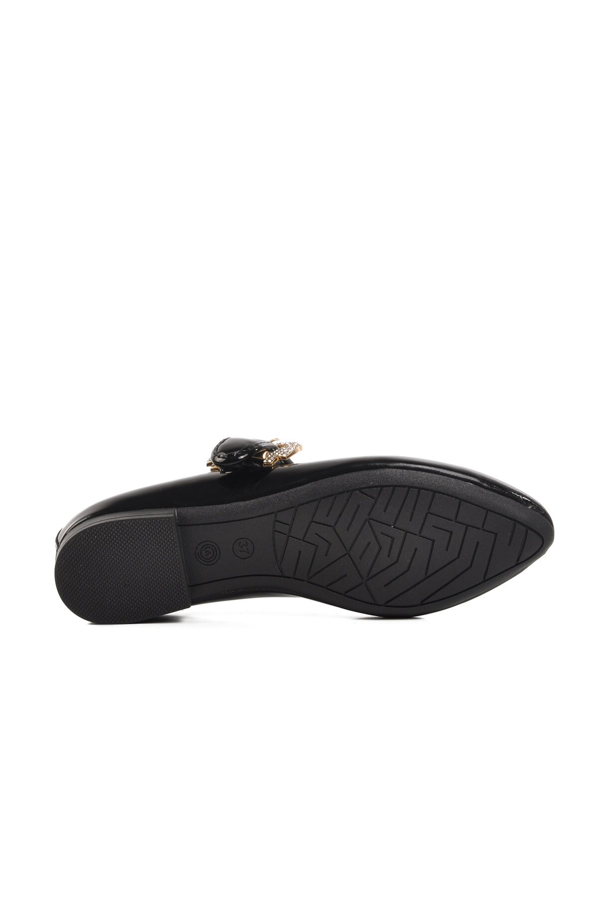 Ayakmod Siyah Rugan Tokalı Kadın Babet