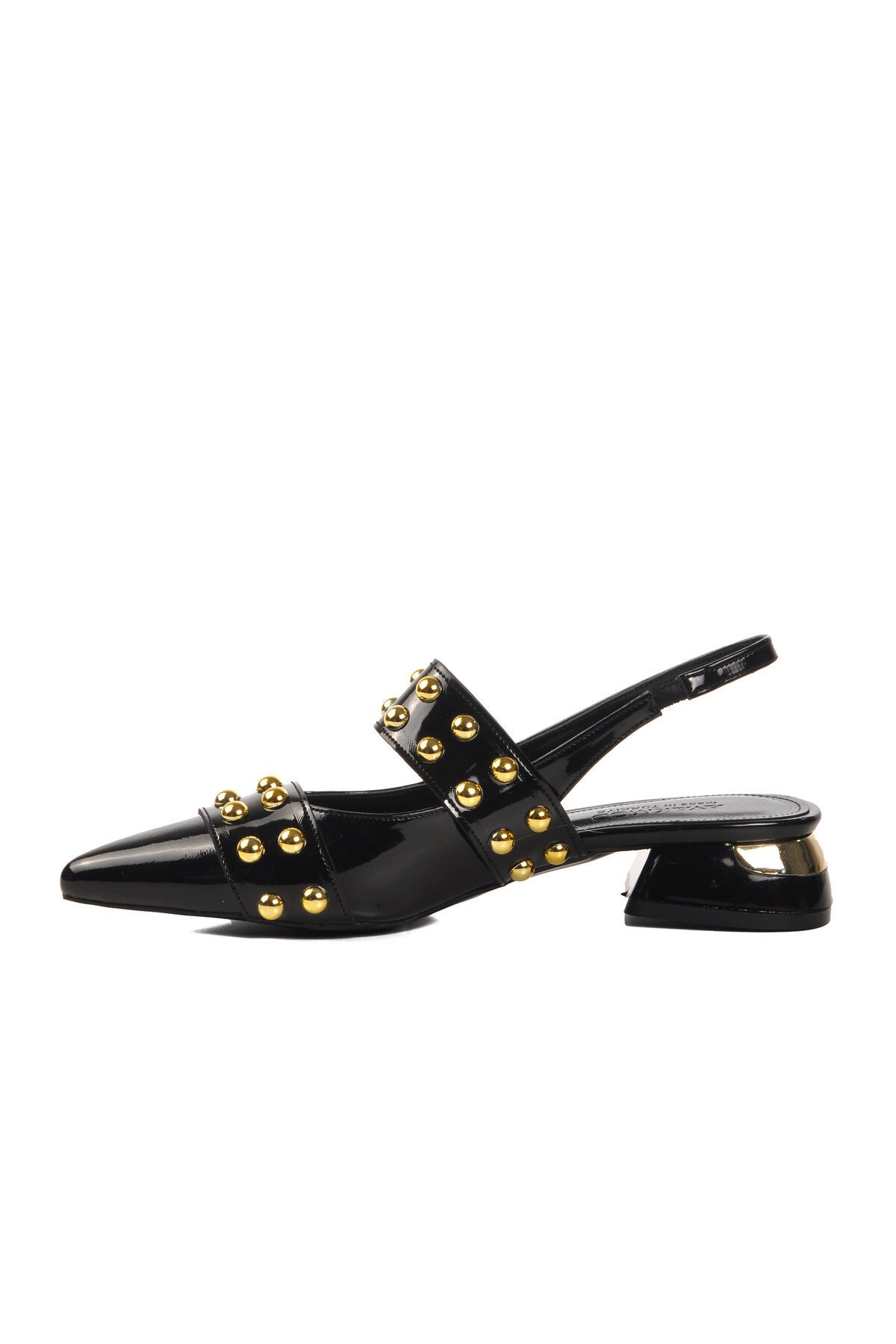 Ayakmod Siyah Rugan Tokalı Kadın Topuklu Ayakkabı