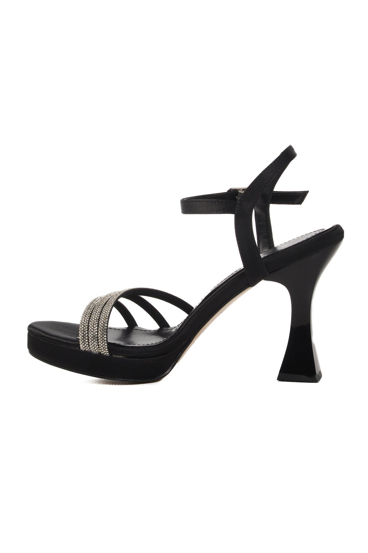 Ayakmod Siyah Saten Kadın Topuklu Ayakkabı