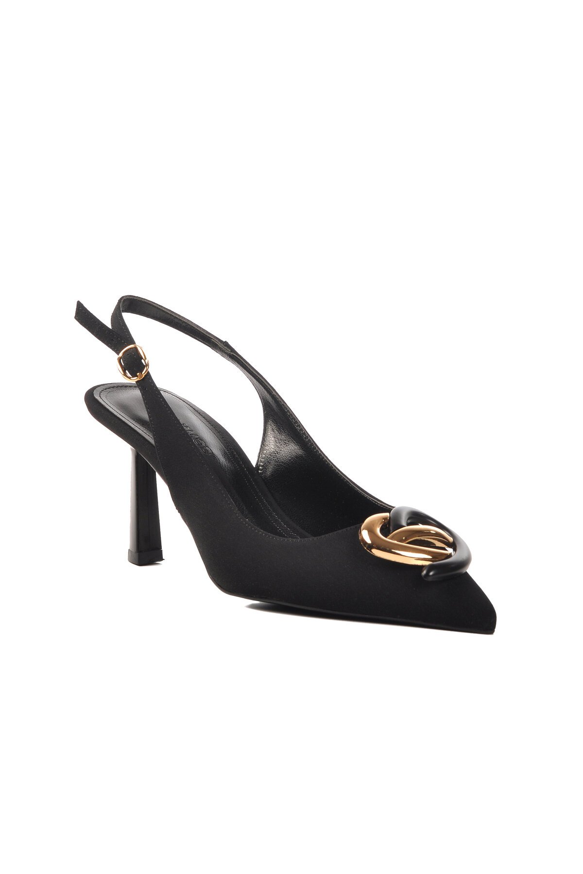 Ayakmod Siyah Saten Kadın Topuklu Ayakkabı