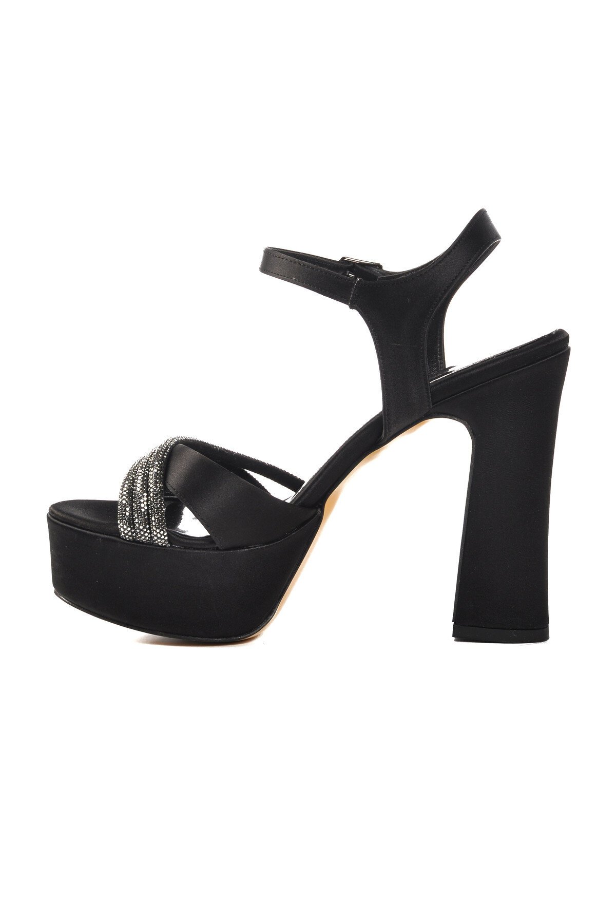 Ayakmod Siyah Saten Kadın Topuklu Ayakkabı