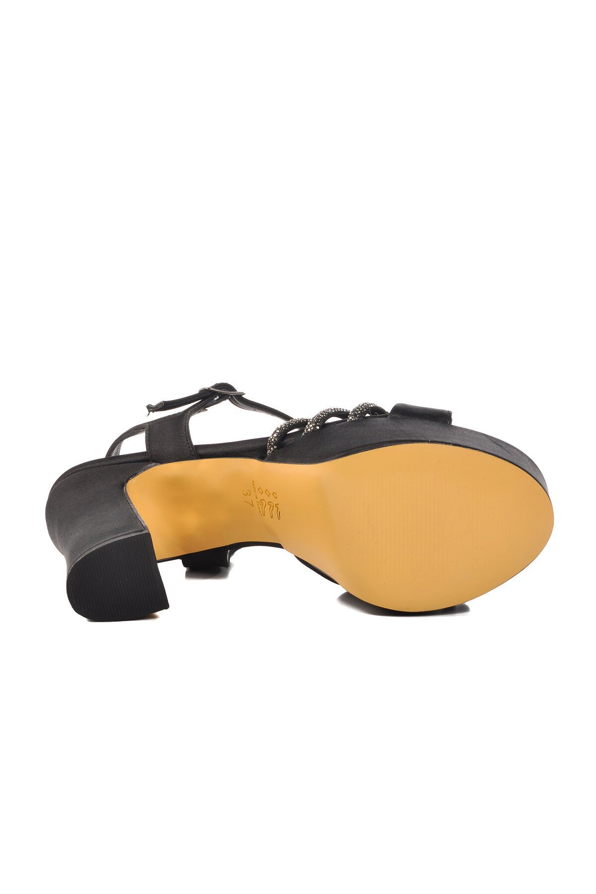 Ayakmod Siyah Saten Kadın Topuklu Ayakkabı