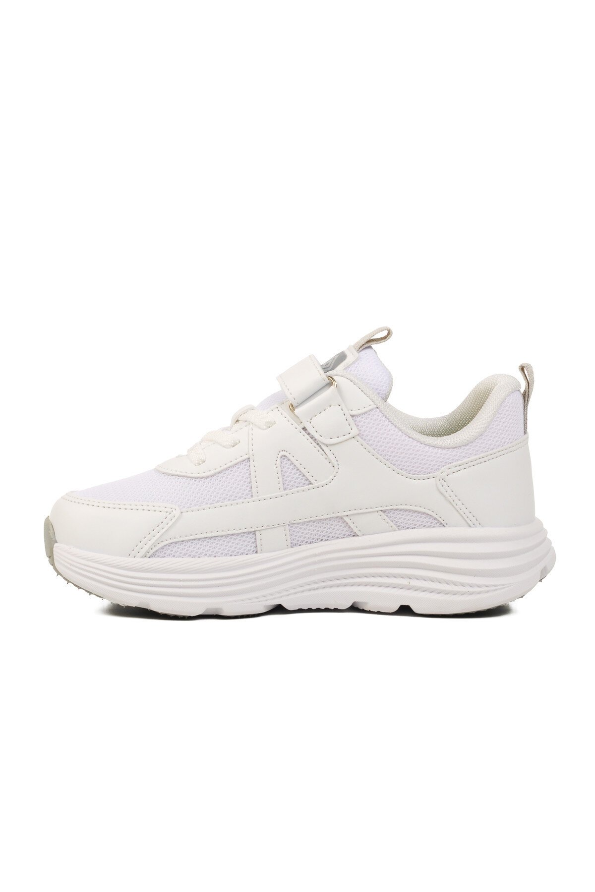 Beyaz-Gri Cırtlı Çocuk Spor Ayakkabı 1880 F