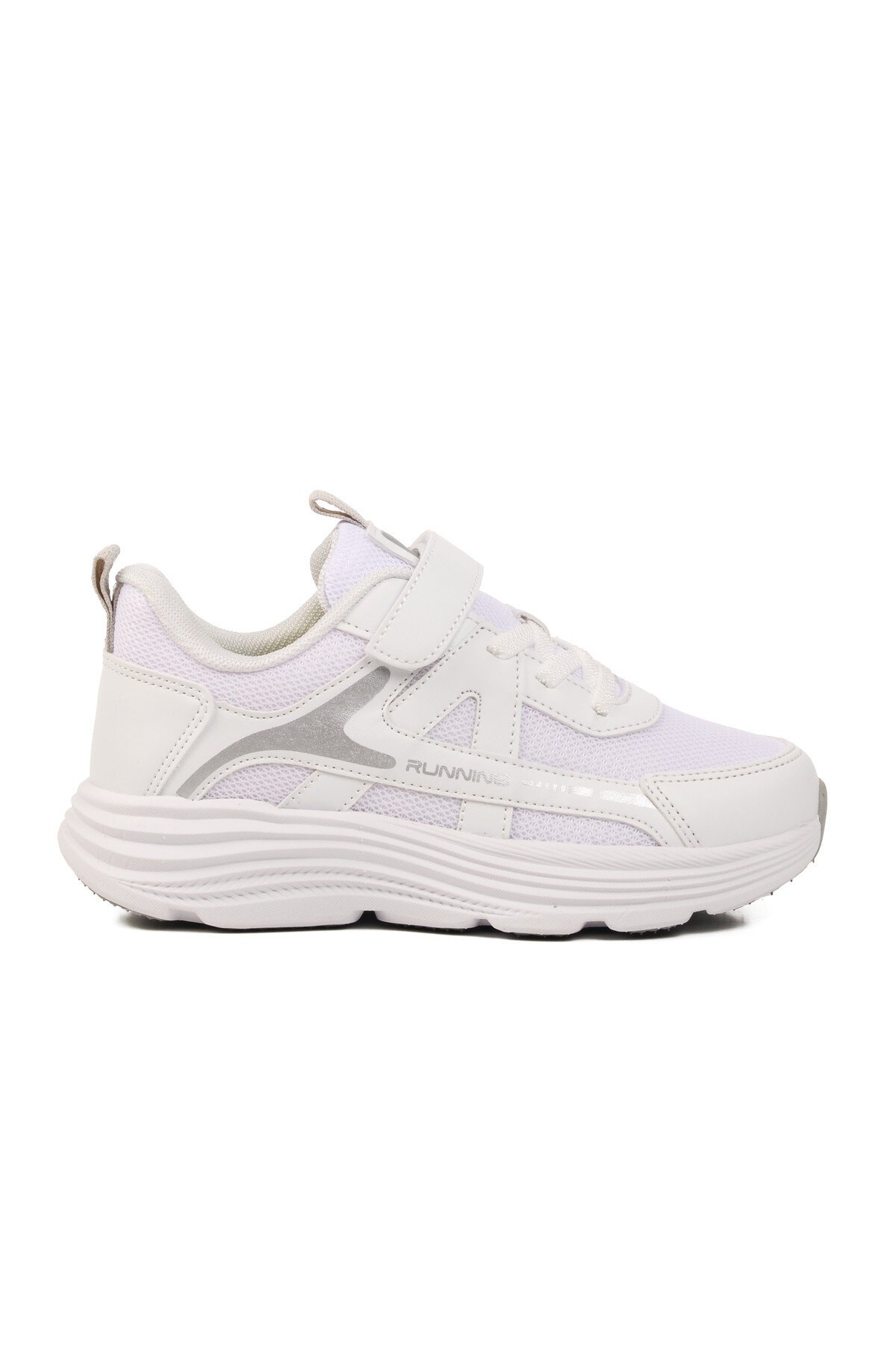 Beyaz-Gri Cırtlı Çocuk Spor Ayakkabı 1880 F