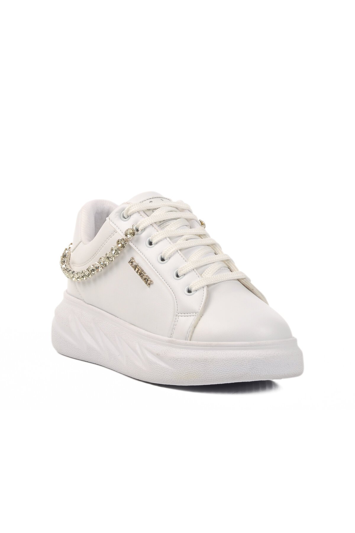 Beyaz Taşlı Kadın Sneaker 7081 Z