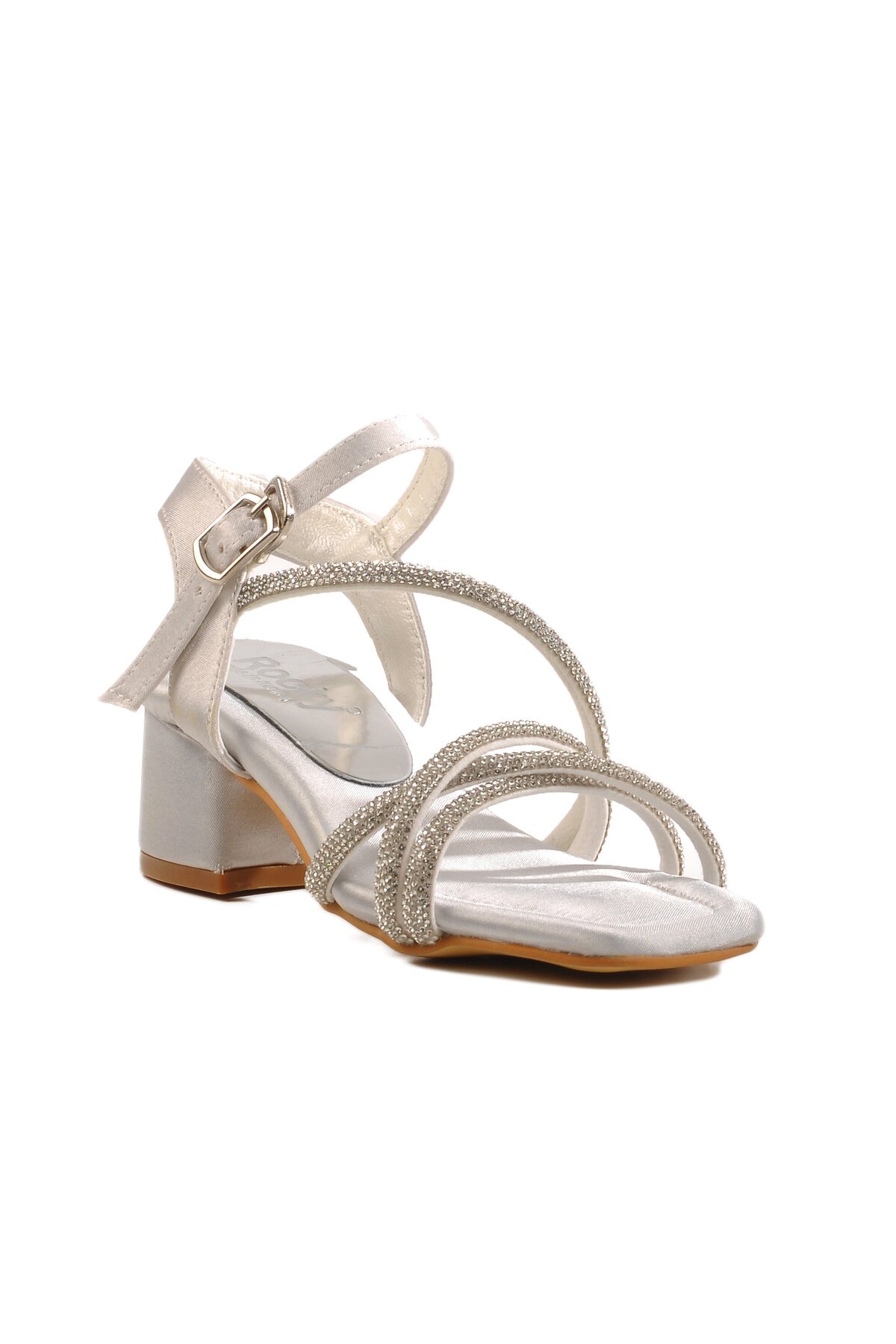 Gümüş Taşlı Kız Çocuk Sandalet 21 P