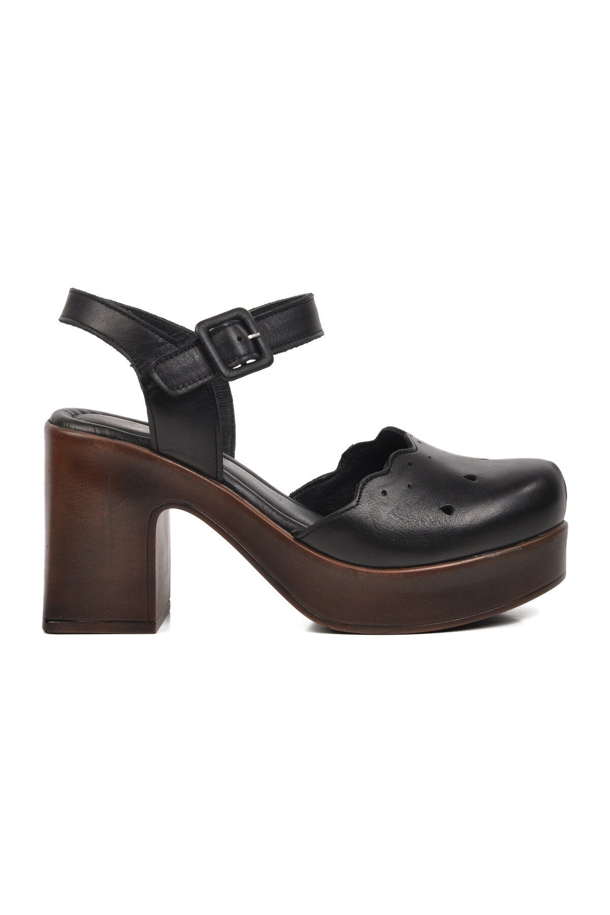 Siyah Hakiki Deri Kadın Sandalet 2217001Y Z