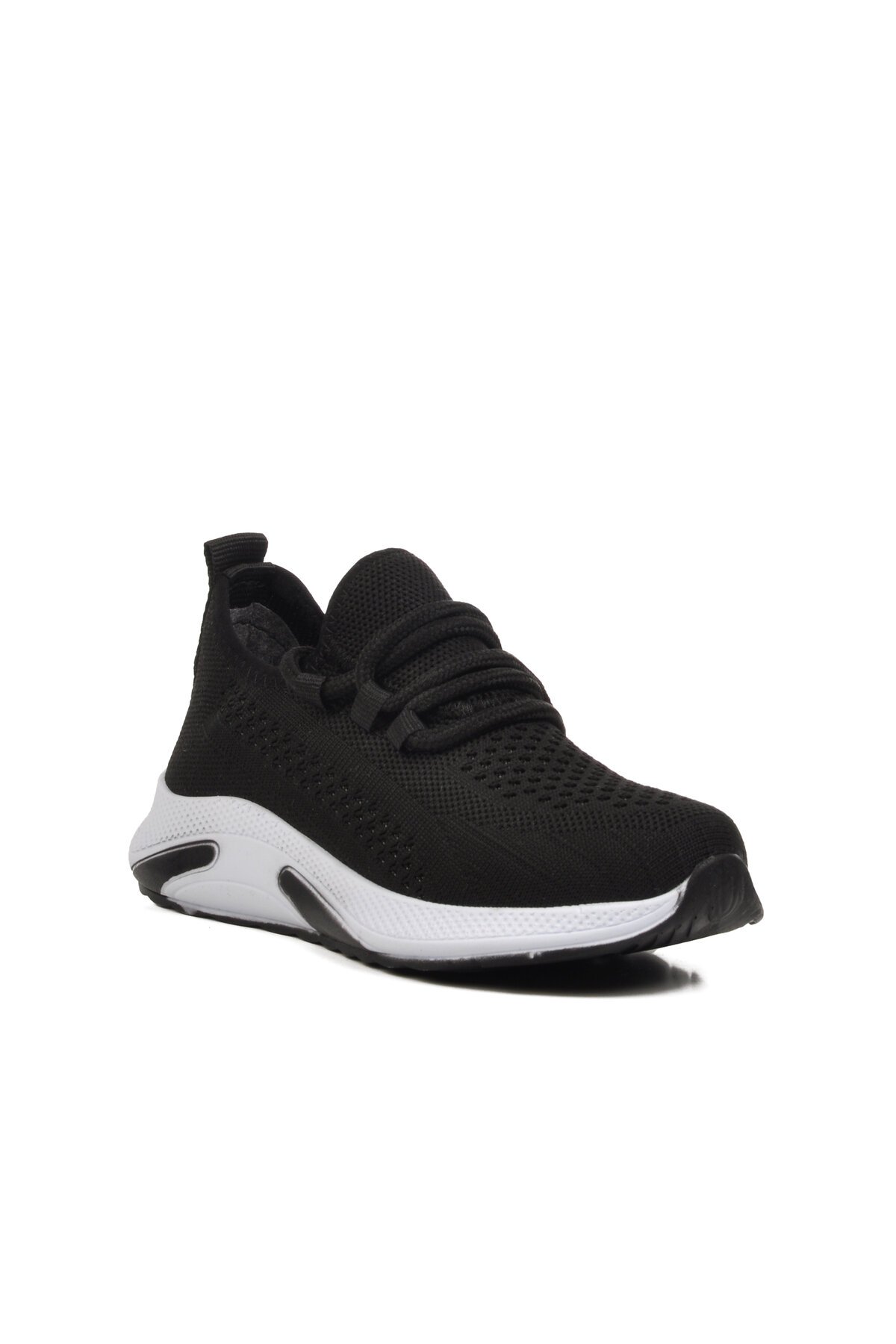 Siyah-Beyaz Hafif Fileli Çocuk Spor Ayakkabı