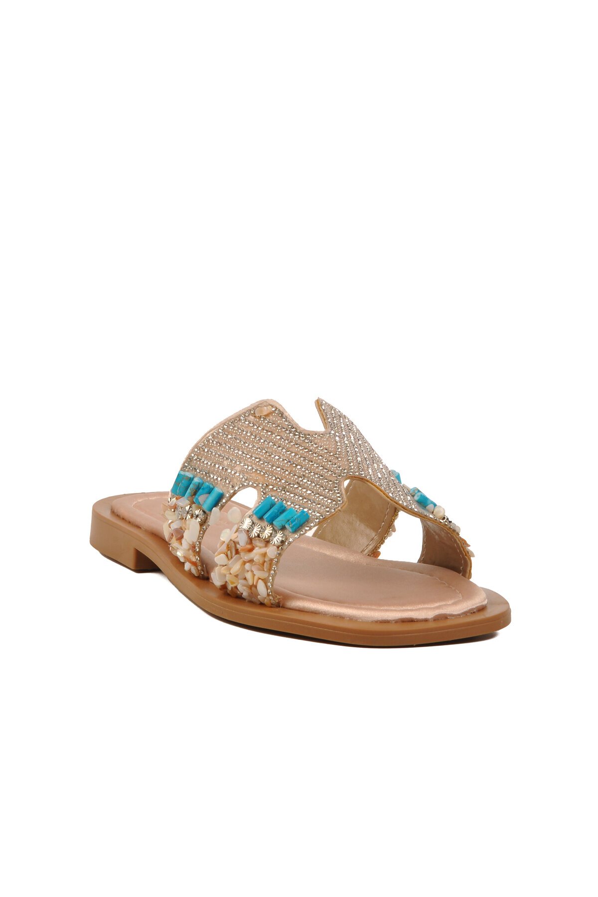 Bej Saten Deri Kadın Terlik 246048 Z