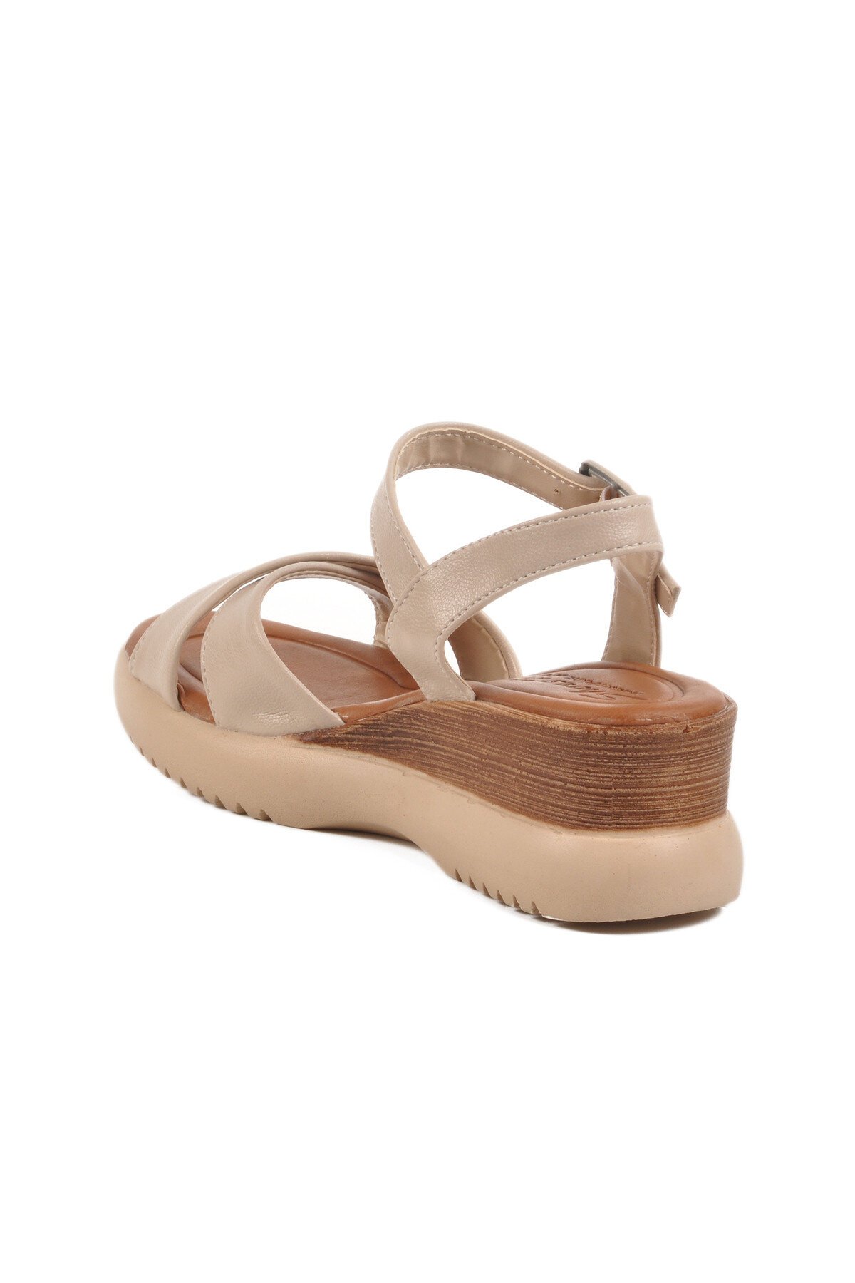 Bej Cırtlı Kadın Sandalet T-002 Z
