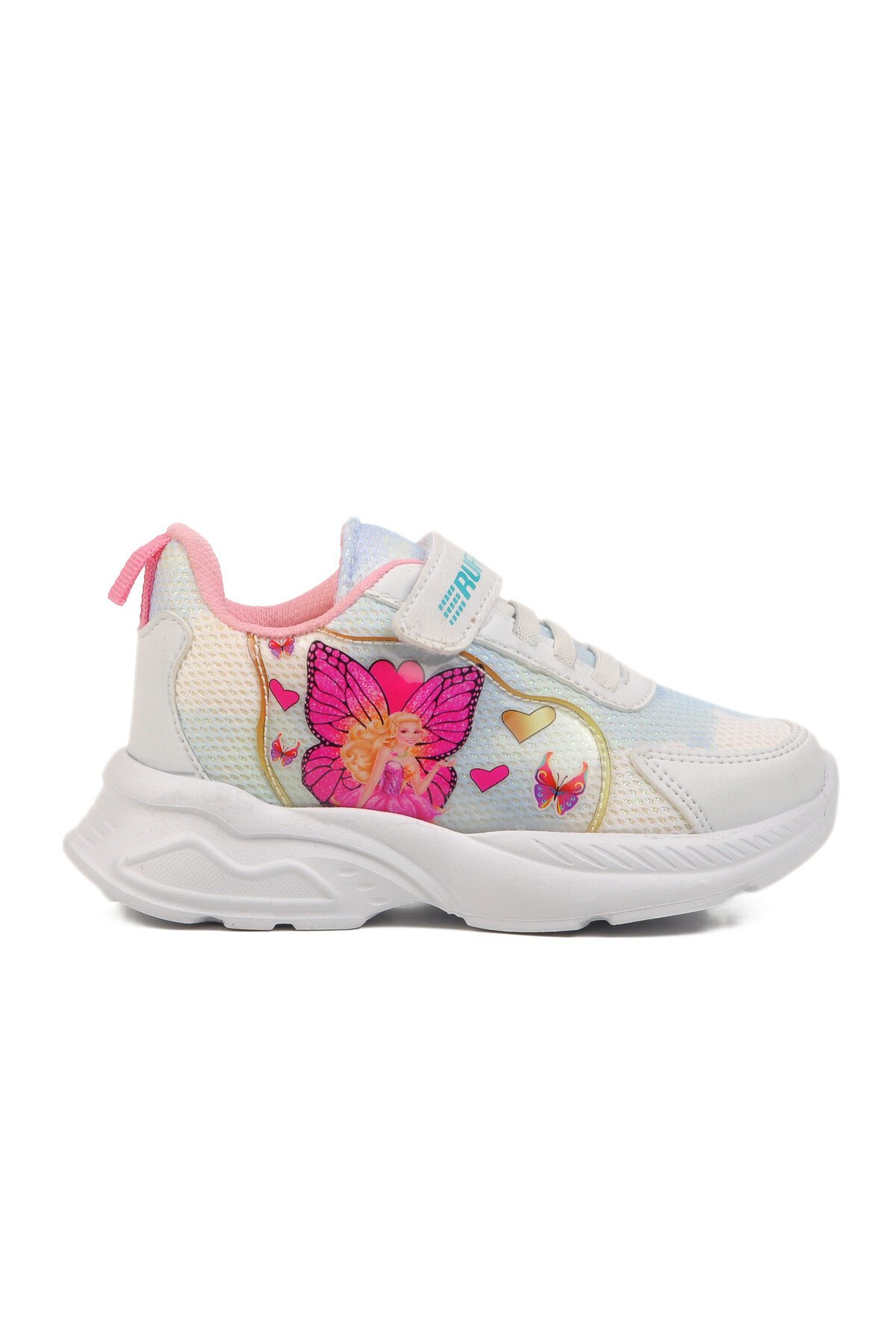 Beyaz-Bebe Mavisi Cırtlı Çocuk Spor Ayakkabı 2340 P