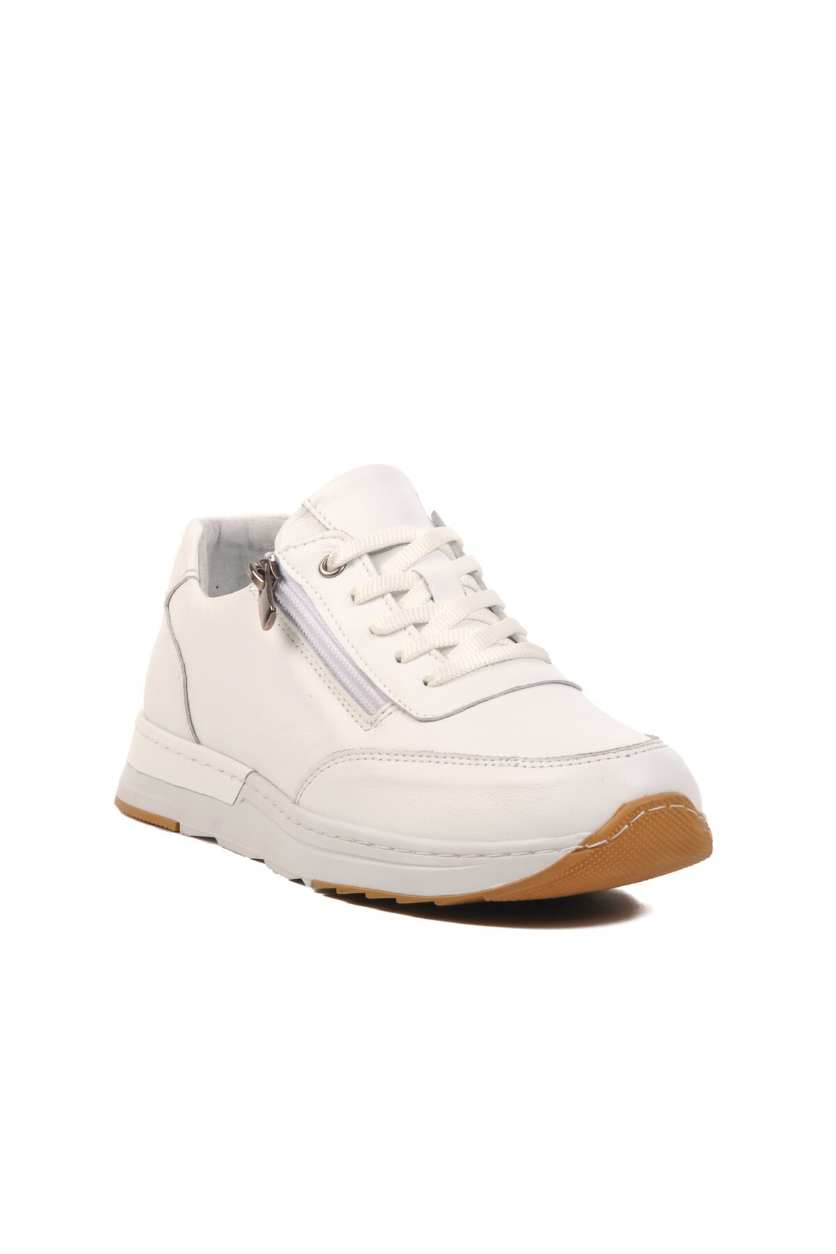 Beyaz Hakiki Deri Kadın Günlük Ayakkabı AY385 Z