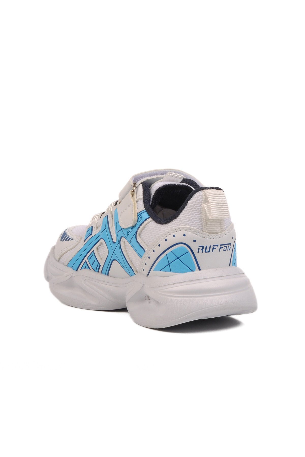 Beyaz-Lacivert Cırtlı Hafif Çocuk Spor Ayakkabı 2351 P