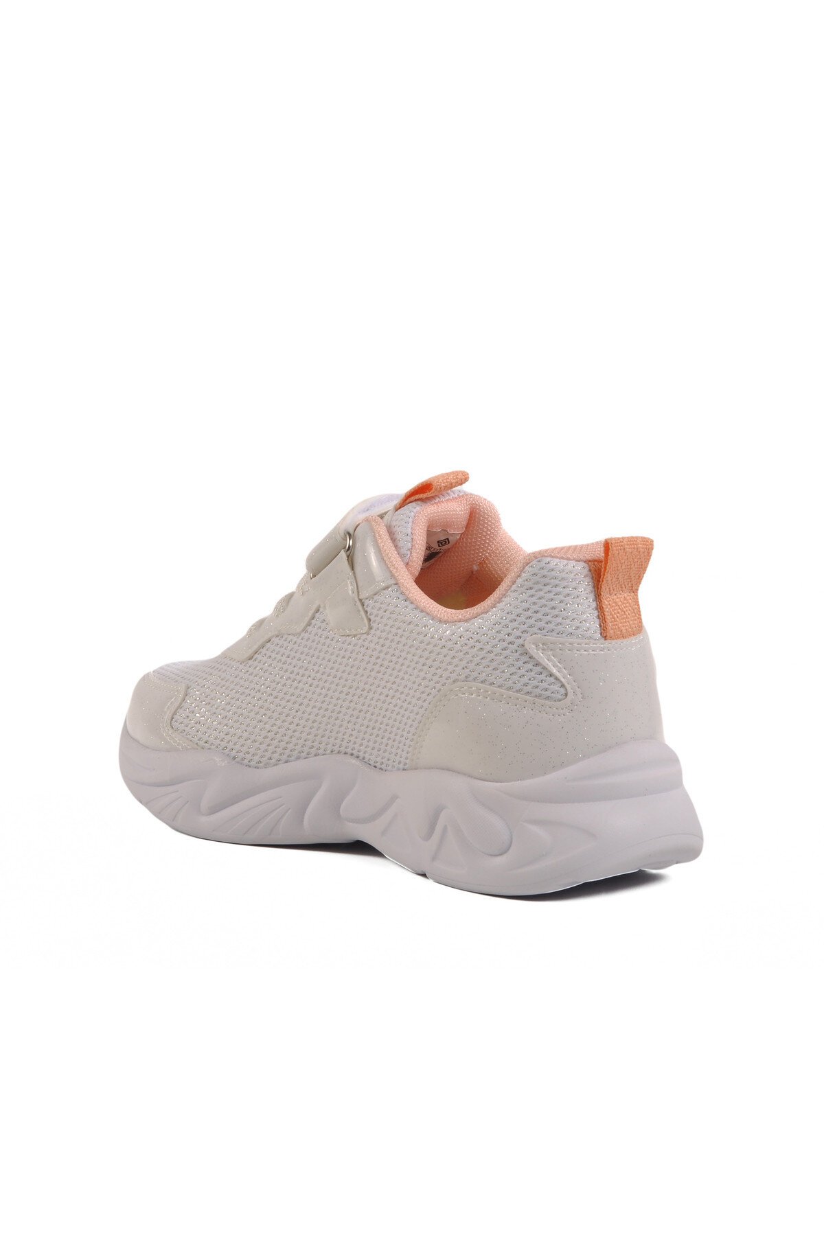 Beyaz-Pudra-Sarı Cırtlı Kız Çocuk Spor Ayakkabı 1878 F