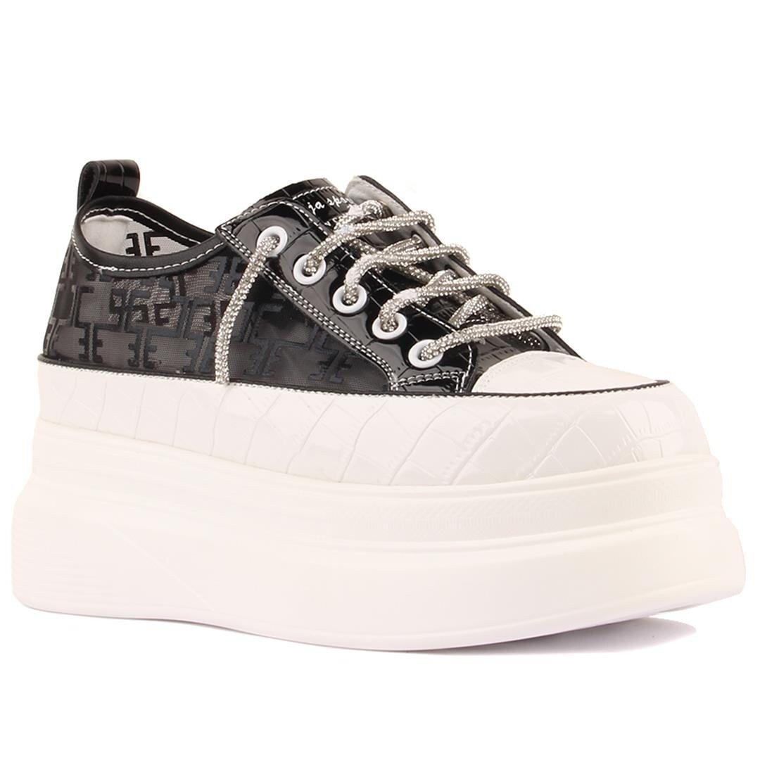 Siyah Yüksek Taban Kadın Spor Ayakkabı 24Y345-9 Z