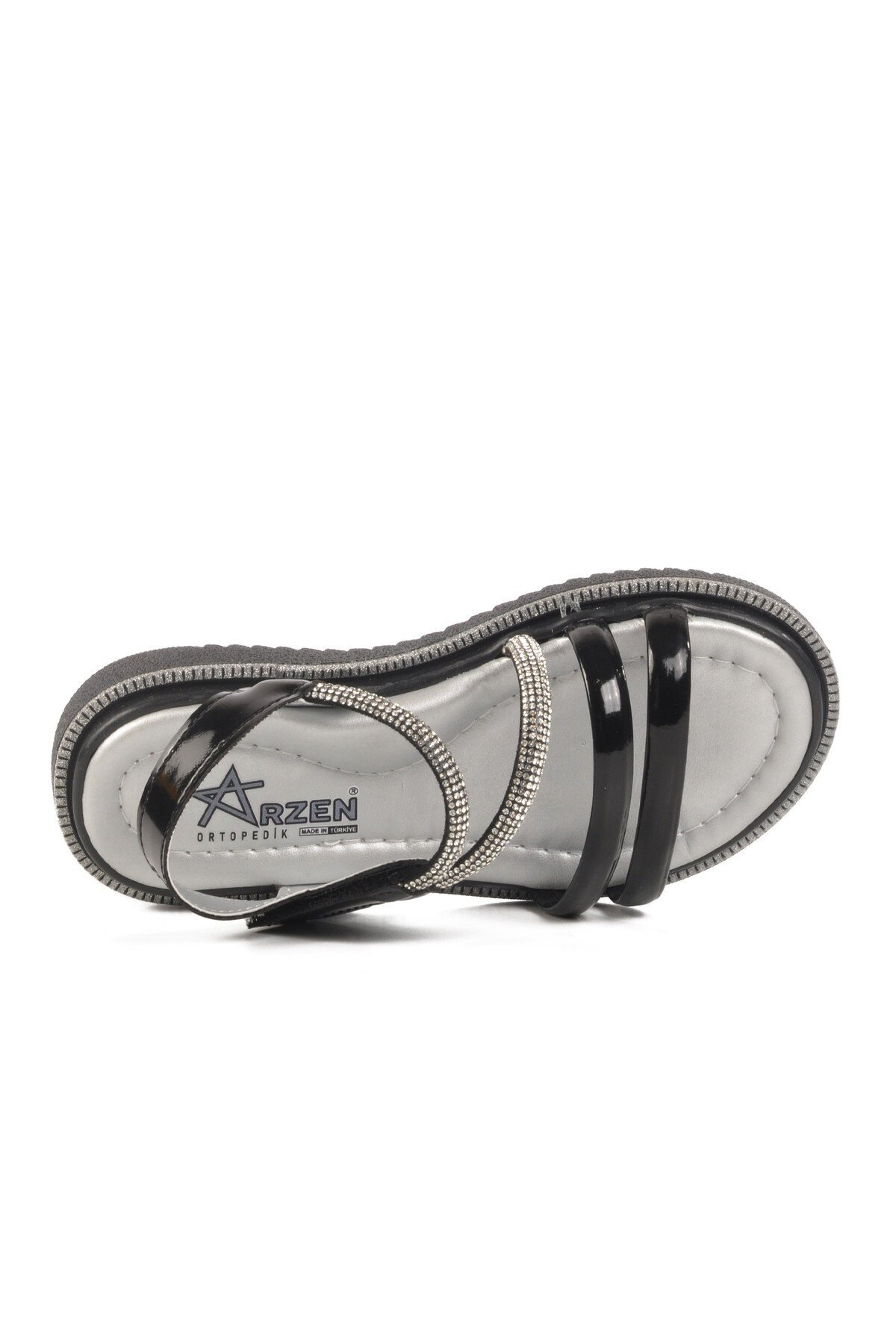 Siyah Rugan Ortopedik Kız Çocuk Sandalet 25T103 P