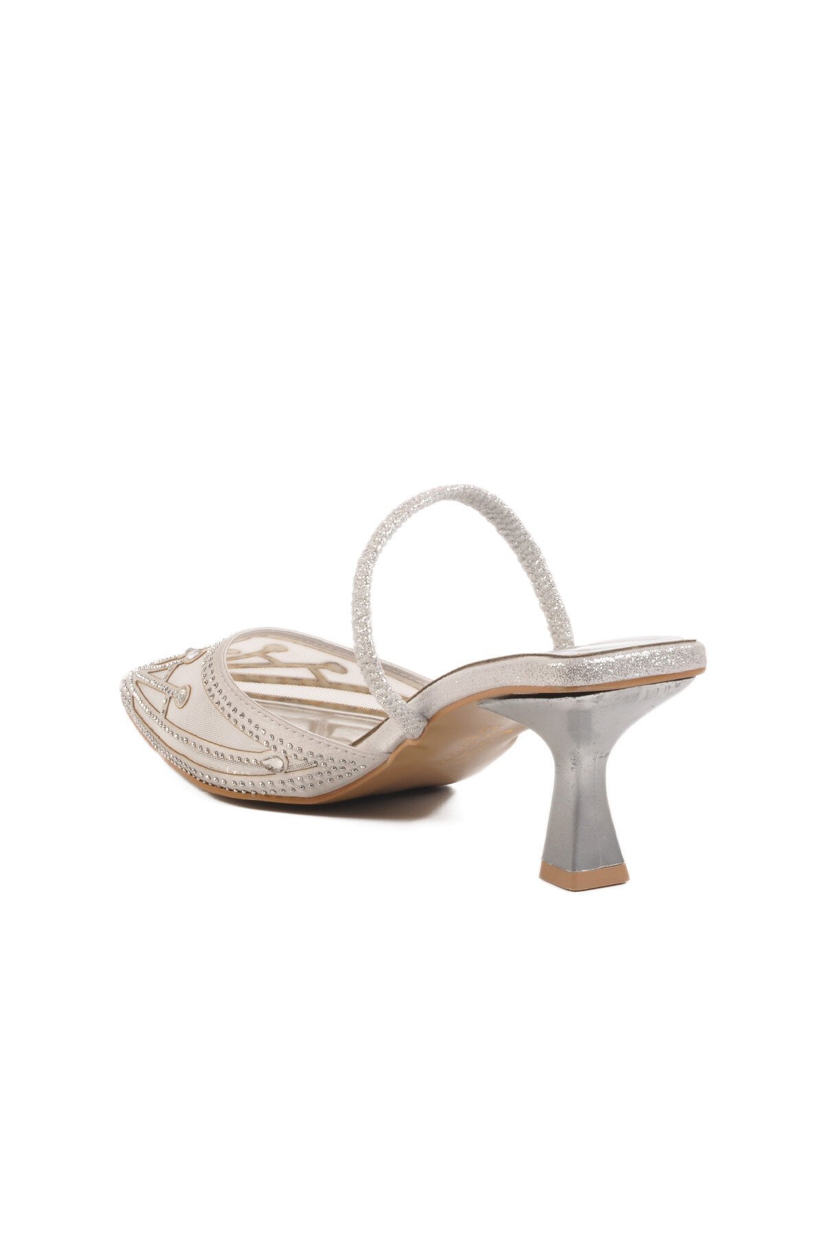 Gümüş Taşlı Kadın Abiye Ayakkabı Florin T-100 Z