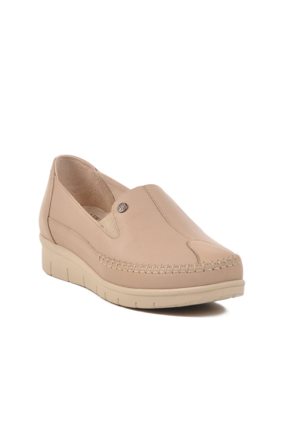 Krem Hakiki Deri Anatomic Taban Kadın Günlük Ayakkabı 664 Z