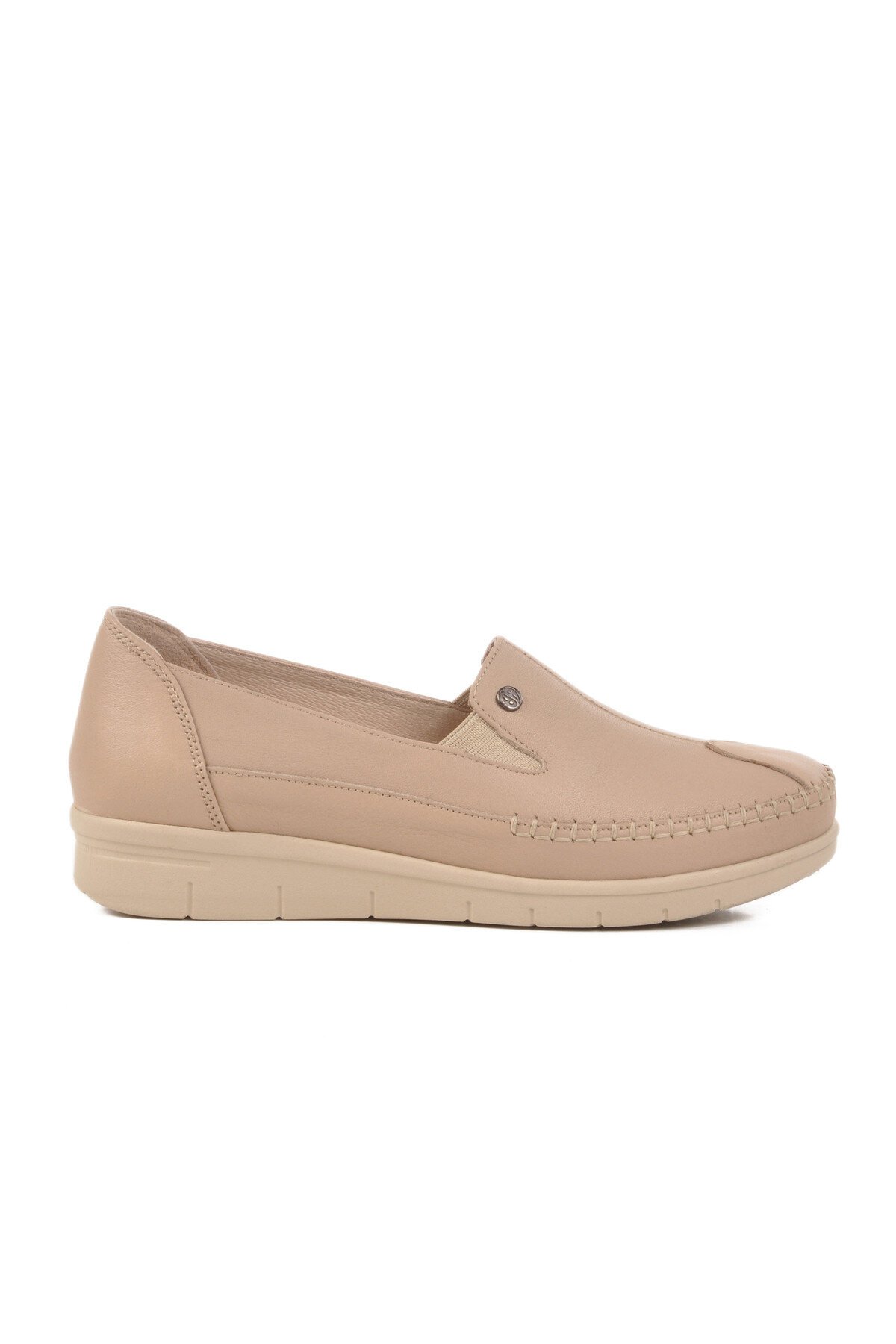 Krem Hakiki Deri Anatomic Taban Kadın Günlük Ayakkabı 664 Z