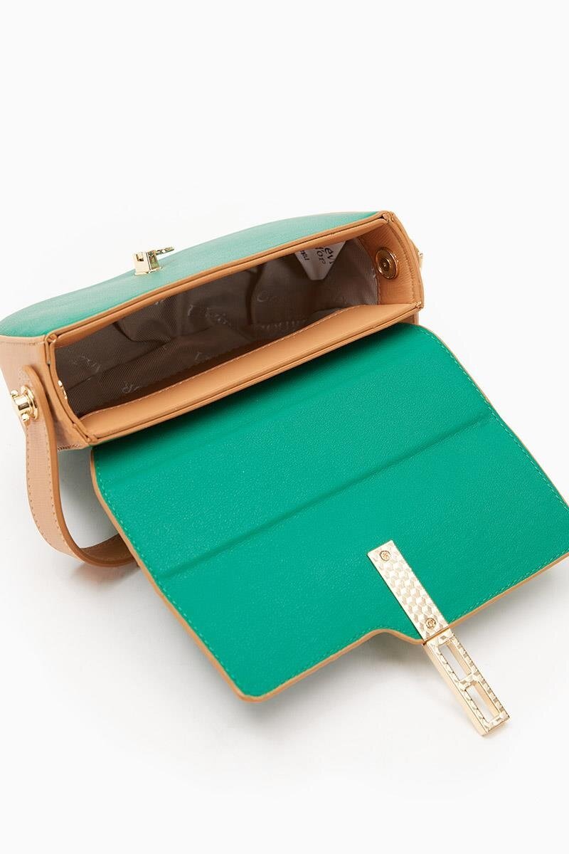 Levidor Yeşil-Camel Kadın Omuz Çantası 930125