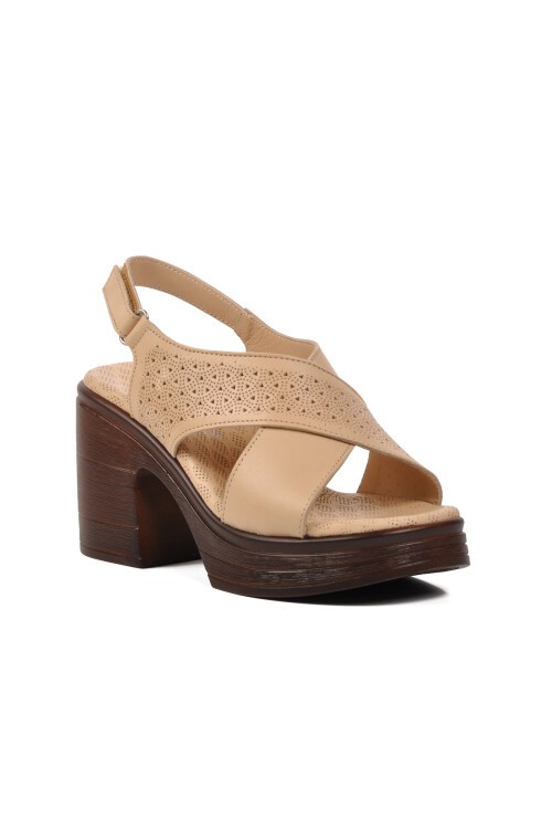 Ayakmod Bej Kadın Topuklu Sandalet