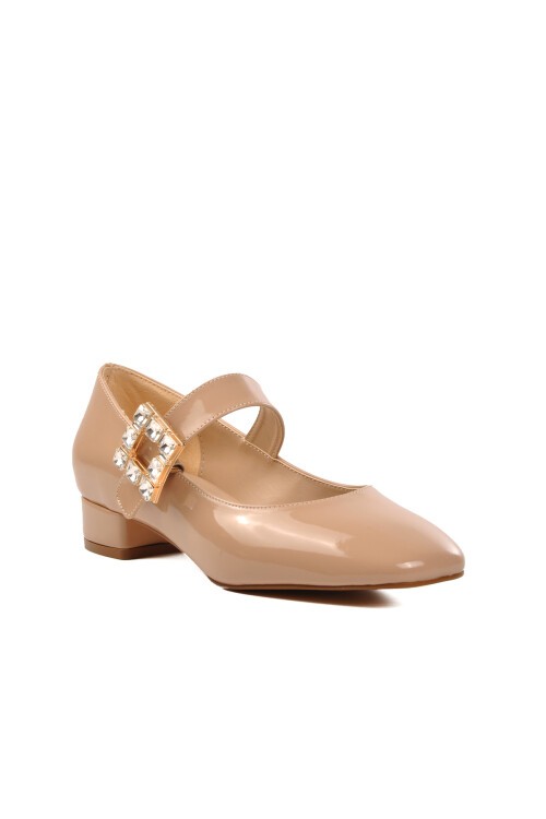 Ayakmod Bej Rugan Kadın Topuklu Ayakkabı