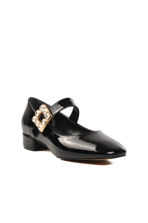 Ayakmod Siyah Rugan Kadın Topuklu Ayakkabı