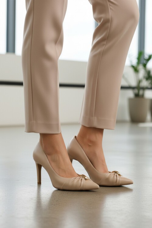 Bej Cilt Yüksek Topuklu Kadın Topuklu Ayakkabı 575033 Z