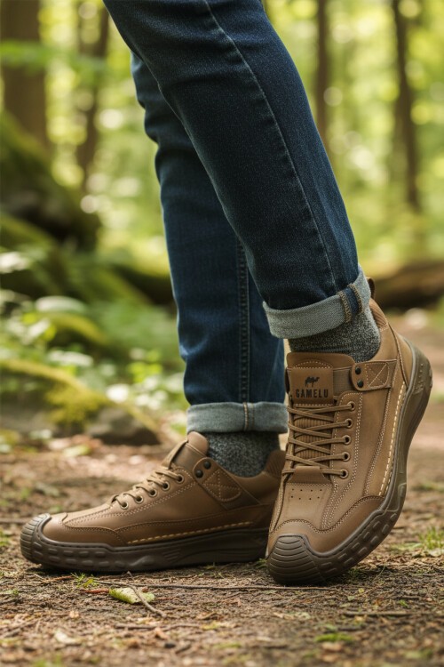 Bej Hakiki Deri Erkek Spor Ayakkabı Season M