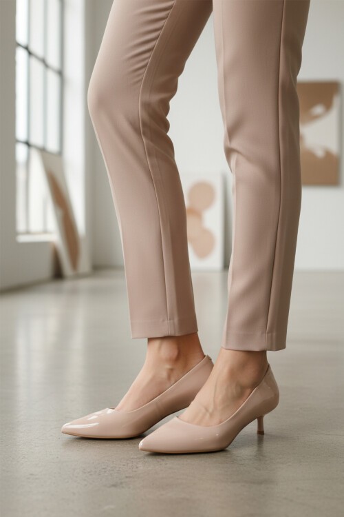 Bej Rugan İnce Topuklu Kadın Topuklu Ayakkabı 458343 Z