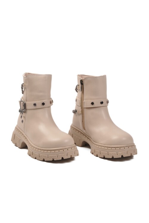 Bej Fermuarlı İçi Polarlı Çocuk Bot Dante F