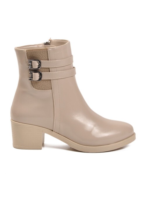 Bej İçi Kürklü Fermuarlı Kadın Bot 1006 Z